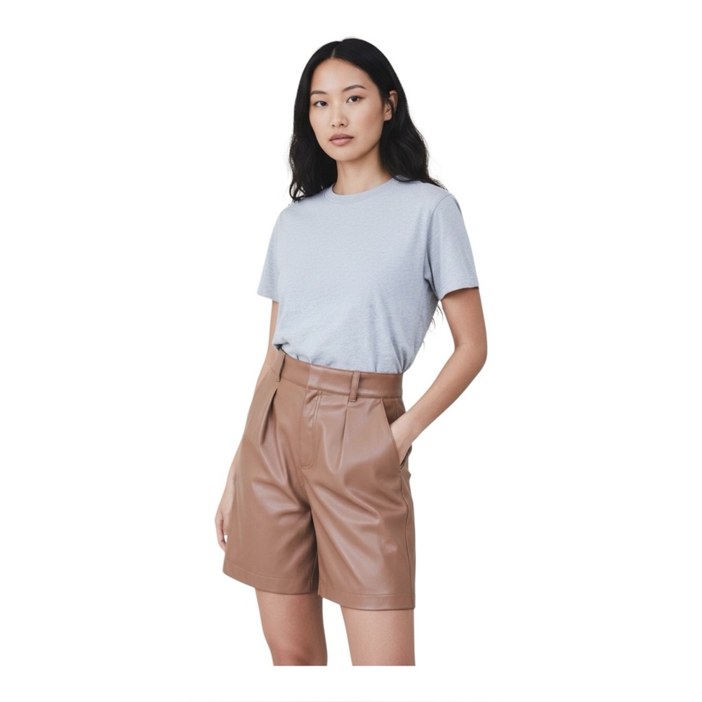 Abercrombie & Fitch High Waisted Pleated Vegan Leather Shorts